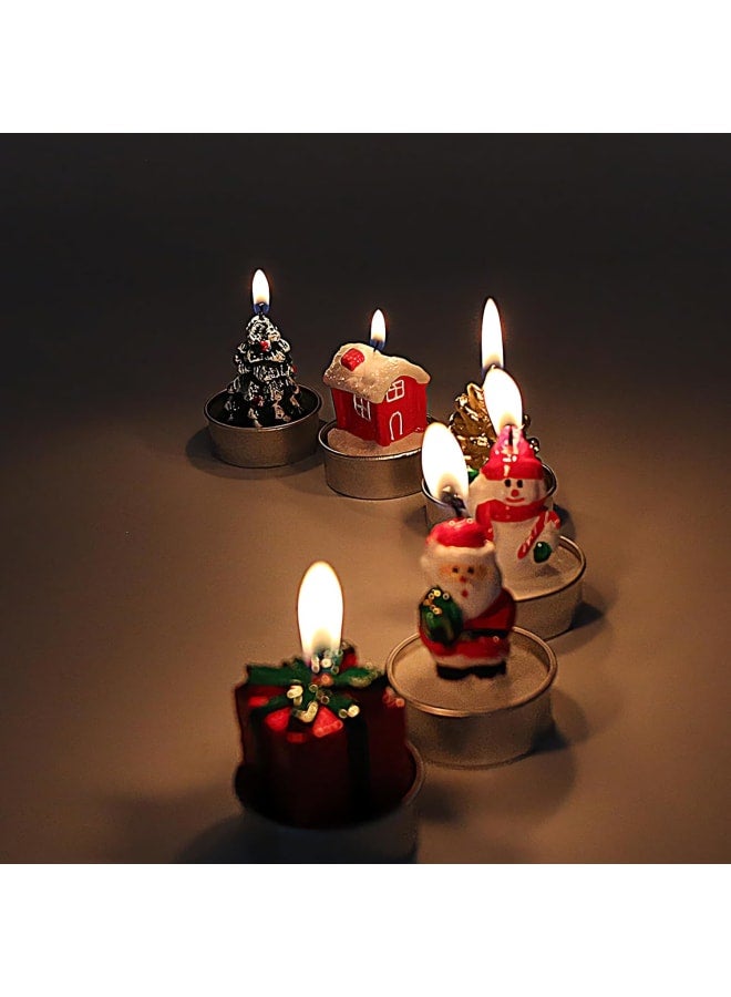 مجموعة هدايا شموع عيد الميلاد من  6 شموع صغيرة، سانتا، رجل ثلج، مخروط صنوبر، منزل عيد الميلاد، هدية، هدية تزيين لعشاء عيد الميلاد، حفلة، عبوة هدايا - Image 4