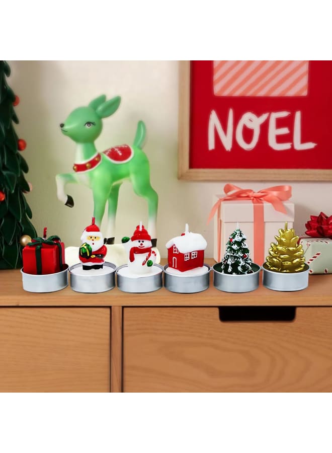 مجموعة هدايا شموع عيد الميلاد من  6 شموع صغيرة، سانتا، رجل ثلج، مخروط صنوبر، منزل عيد الميلاد، هدية، هدية تزيين لعشاء عيد الميلاد، حفلة، عبوة هدايا - Image 5