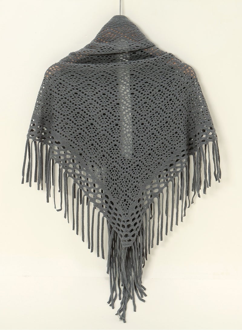 Women Knit Shawl with Tassel Fashion Clothes Essential Scarf for Evening Party - Image 2
