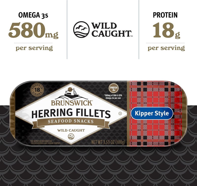 Brunswick Boneless Kipper Style Herring Fillets, 3.53 oz Can (Pack of 12) - High Protein, Gluten Free, Keto Friendly Seafood Snacks - Image 3