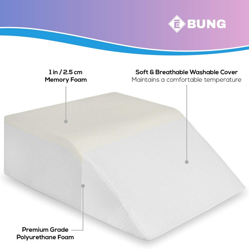 Ebung Memory Foam Leg Elevation Pillow - Support Pillow to Raise Feet for Better Elevation, Circulation, Leg Swelling Wedge Design for Comfort and Recovery - Image 4