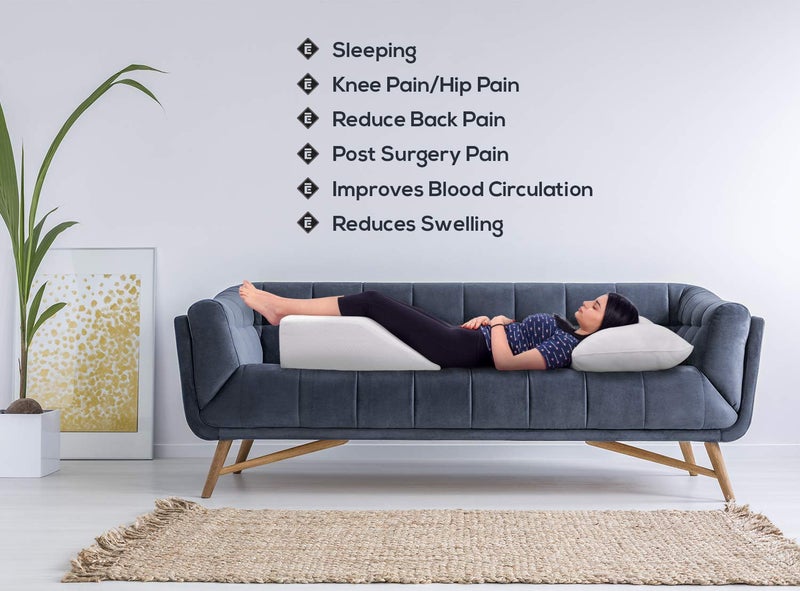 Ebung Memory Foam Leg Elevation Pillow - Support Pillow to Raise Feet for Better Elevation, Circulation, Leg Swelling Wedge Design for Comfort and Recovery - Image 3