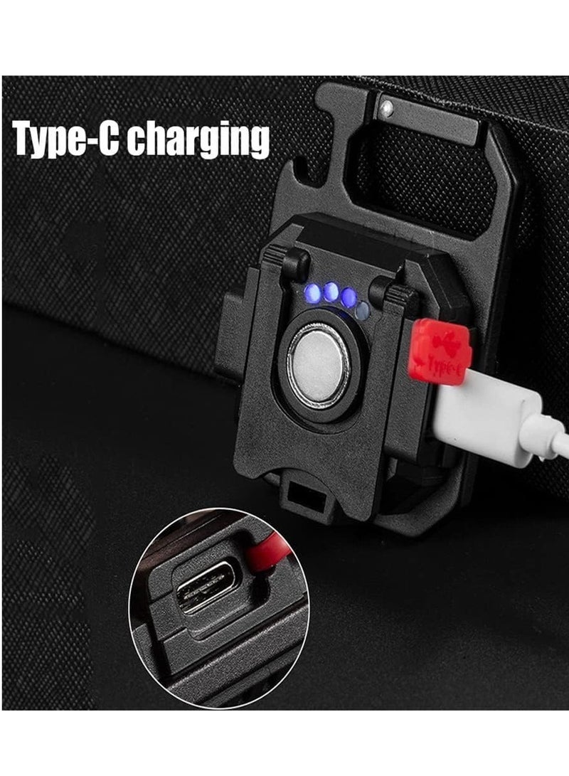 COB Rechargeable Portable Keychain LED Flashlight - 7 Different Light Modes Portable Night Light Bottle Opener with Tripod Stand Folding Bracket & Magnetic Base Mini 800LM Emergency Light  - Image 5