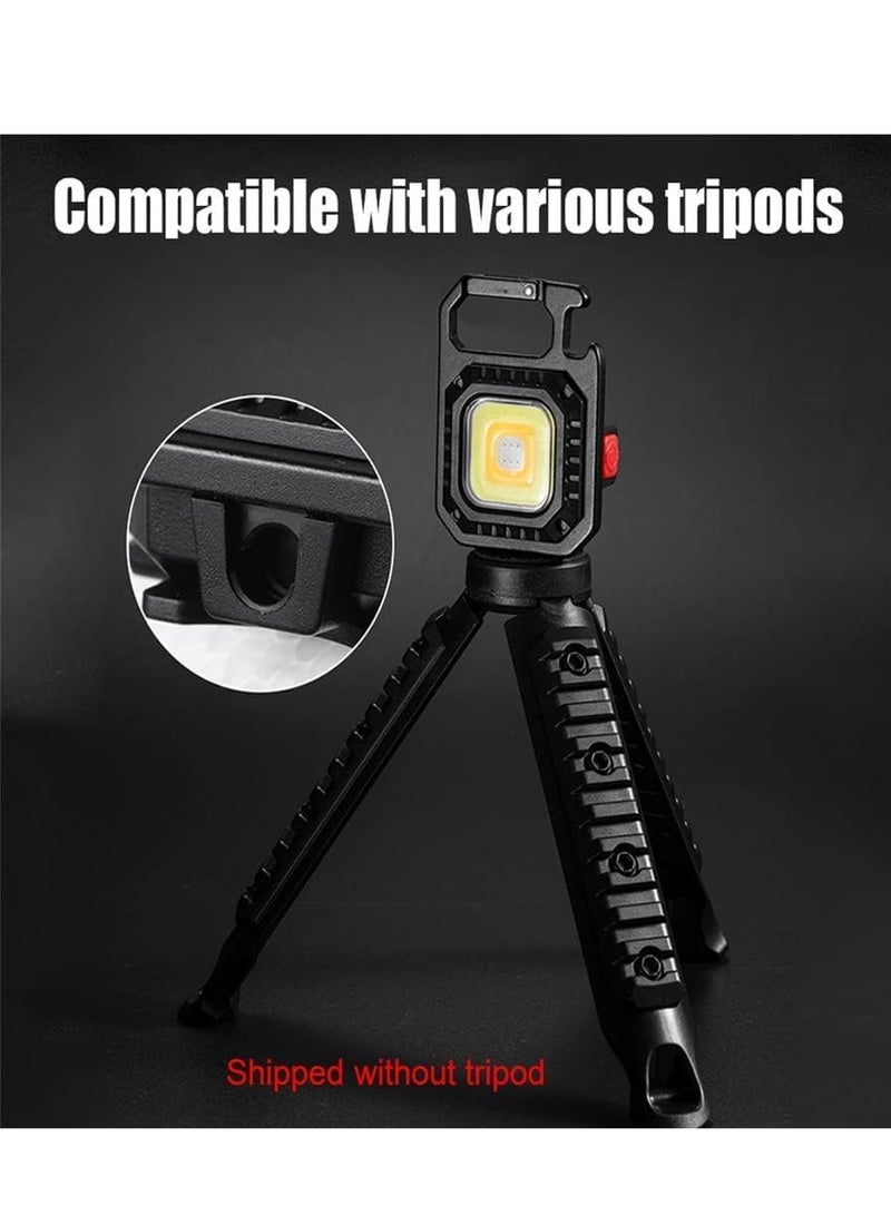 COB Rechargeable Portable Keychain LED Flashlight - 7 Different Light Modes Portable Night Light Bottle Opener with Tripod Stand Folding Bracket & Magnetic Base Mini 800LM Emergency Light  - Image 4