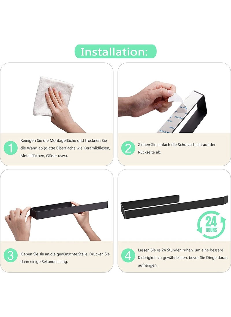 AYZ Hand Towel Holder, Black Towel Holder, Self-Adhesive Towel Rack for Bathroom,  - Image 3