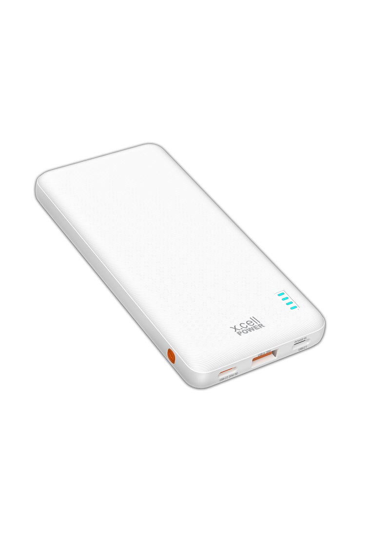 Xcell Xcell 10,000mAh Power Bank | 20W USB-C PD + 18W USB-A | Dual Input Charging | Compact Portable Power Station | iPhone, Samsung Galaxy, MacBook Air, iPad Pro Compatible | 36 Hours Power - White  - Image 3