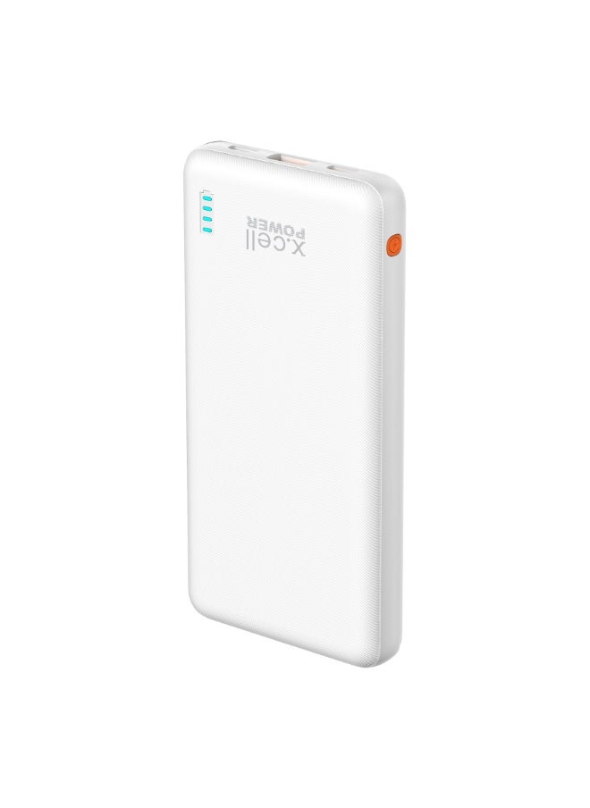 Xcell Xcell 10,000mAh Power Bank | 20W USB-C PD + 18W USB-A | Dual Input Charging | Compact Portable Power Station | iPhone, Samsung Galaxy, MacBook Air, iPad Pro Compatible | 36 Hours Power - White  - Image 2
