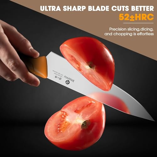 imarku® Knife Set, Sharp Block Knife Set with Built-in Sharpener, Japanese Stainless Steel with Non-Slip Ergonomic Handle, Dishwasher Safe, Kitchen Gift for Man Woman, Best For Home gift, Burnt Orange - Image 5