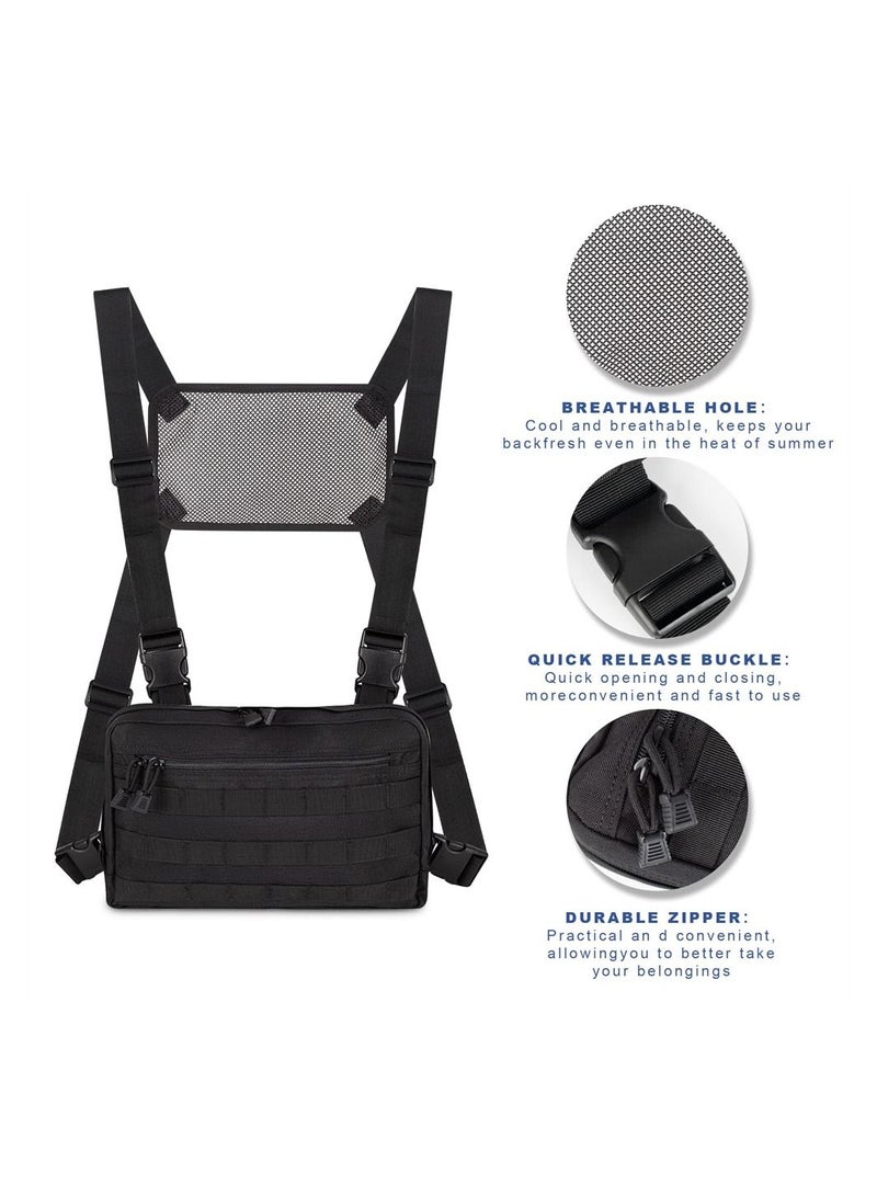 SYOSI Tactical Chest Bag, Handy Mesh Breathable Chest Pack, Molle Chest Tactical Pouch, EDC Pack Tactical Chest Rig Vest for Outdoor Workouts Cycling Hiking, Black  - Image 4