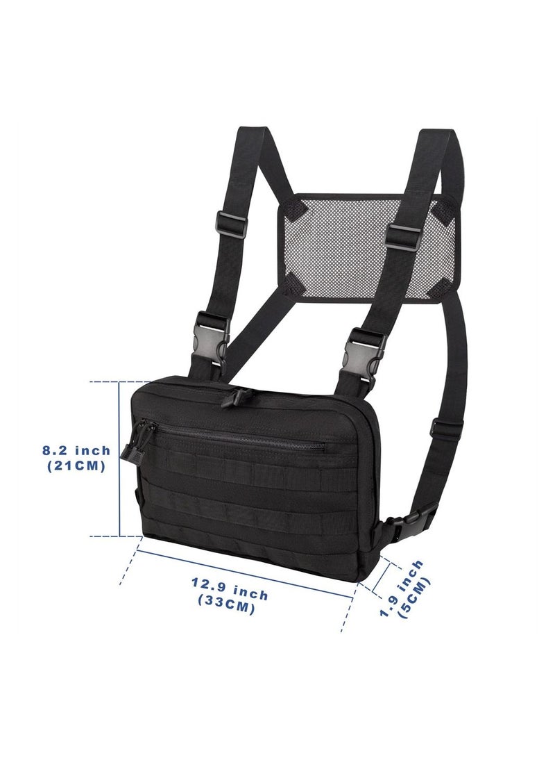 SYOSI Tactical Chest Bag, Handy Mesh Breathable Chest Pack, Molle Chest Tactical Pouch, EDC Pack Tactical Chest Rig Vest for Outdoor Workouts Cycling Hiking, Black  - Image 3