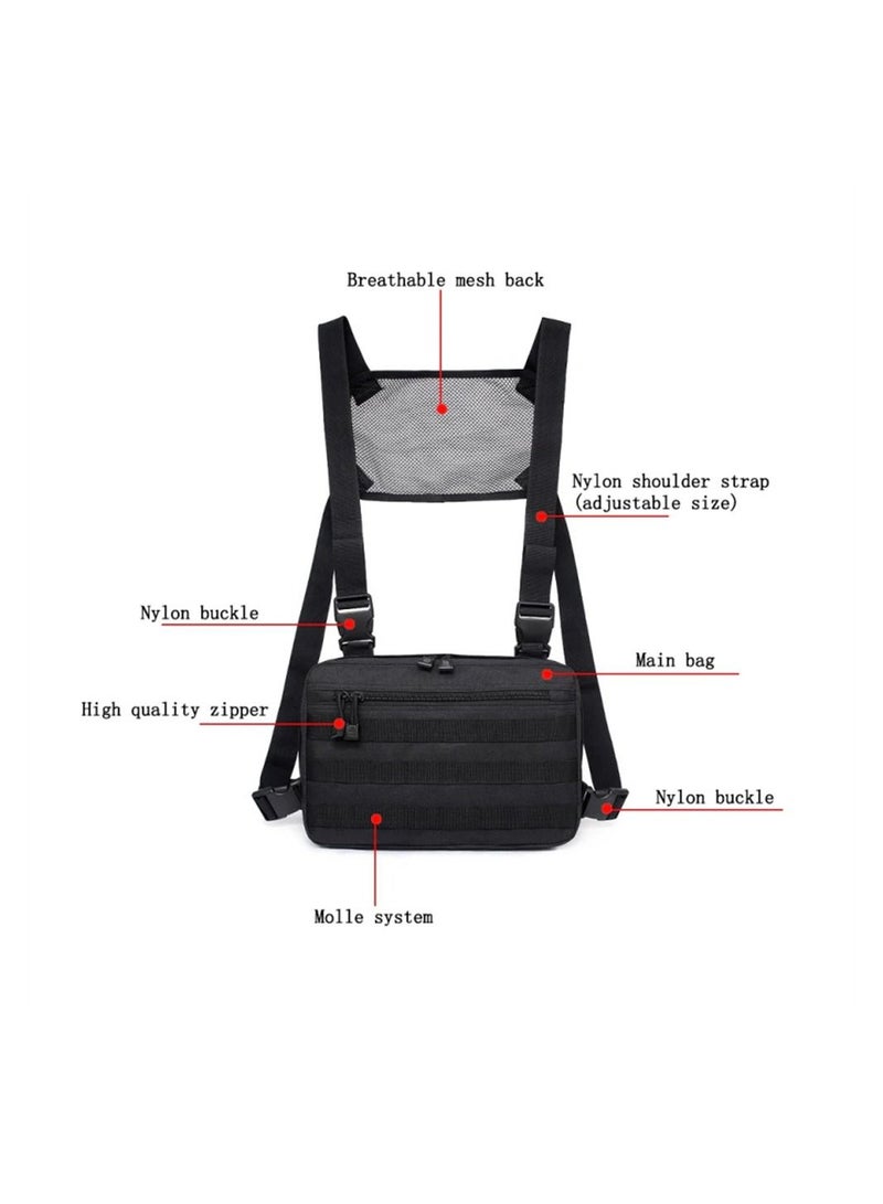 SYOSI Tactical Chest Bag, Handy Mesh Breathable Chest Pack, Molle Chest Tactical Pouch, EDC Pack Tactical Chest Rig Vest for Outdoor Workouts Cycling Hiking, Black  - Image 2