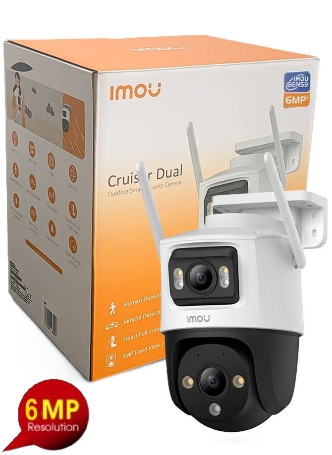 Camera Dual lens outdoor security camera AI technology with automatic tracking and two way audio for security 6MP resolution and built in siren Waterproof and dustproof with professional protection to weather any storm - Image 1