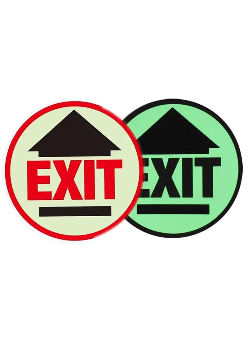 Rubik علامات الخروج، عبوة 2 لاصق ذاتي يتوهج في الظلام ملصق دائري 18 سم أصفر/أحمر - Image 1