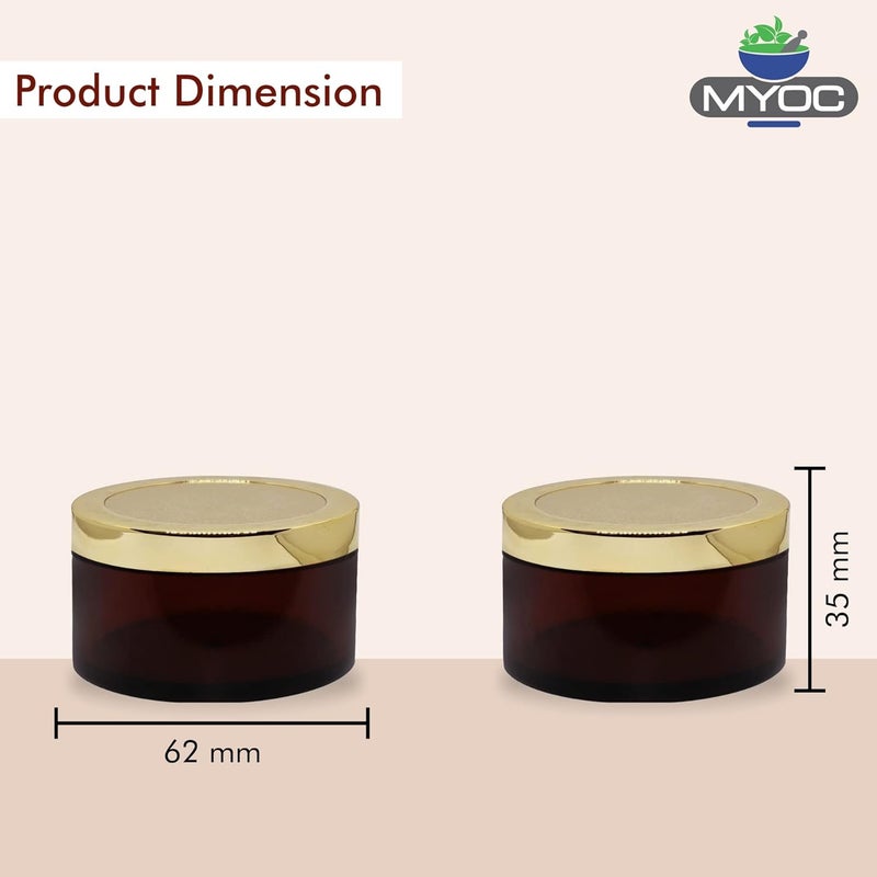 MYOC Amber San Jars with Golden Cap  Inner lid for Creams Gels Body Scrub  Butter Leakproof Reusable Refillable Portable Cosmetic Container for Makeup  DIY Products  50gm Pack of 4 - Image 2