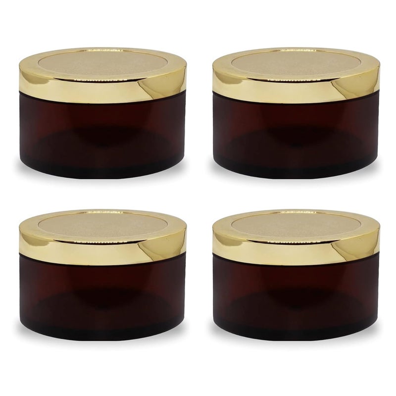 MYOC Amber San Jars with Golden Cap  Inner lid for Creams Gels Body Scrub  Butter Leakproof Reusable Refillable Portable Cosmetic Container for Makeup  DIY Products  50gm Pack of 4 - Image 1