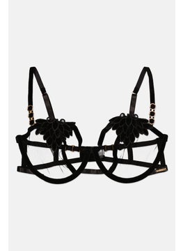 BLUEBELLA Women Textured Non Padded Bra, Black  - Image 1