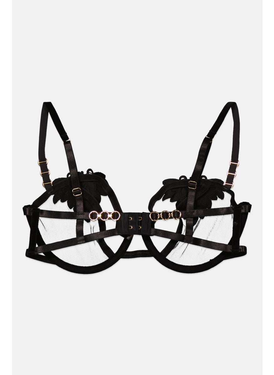 BLUEBELLA Women Textured Non Padded Bra, Black  - Image 2