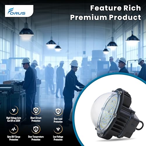 Forus 40W LED Well Glass Light (Cool White) with 5 Years Warranty - High Bay Light Ideal for Warehouse, Hanging Lamp, Industrial, Commercial Lighting, Highbay, Shed Lights - Pack of 1 Pc - Image 2