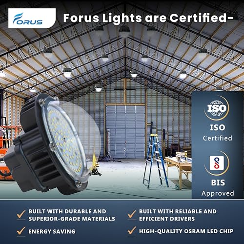 Forus 40W LED Well Glass Light (Cool White) with 5 Years Warranty - High Bay Light Ideal for Warehouse, Hanging Lamp, Industrial, Commercial Lighting, Highbay, Shed Lights - Pack of 1 Pc - Image 3