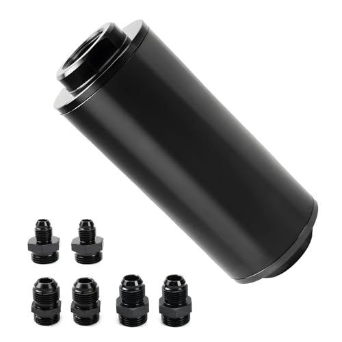 BARTOO Universal 50MM 100 Micron Inline Fuel Filter with 6AN 8AN 10AN Adapter For Filtering Gasoline, Diesel, E85-Black - Image 1
