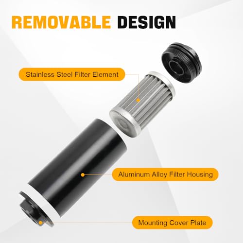 BARTOO Universal 50MM 100 Micron Inline Fuel Filter with 6AN 8AN 10AN Adapter For Filtering Gasoline, Diesel, E85-Black - Image 2