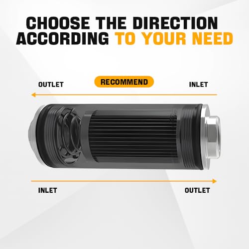 BARTOO Universal 50MM 100 Micron Inline Fuel Filter with 6AN 8AN 10AN Adapter For Filtering Gasoline, Diesel, E85-Black - Image 4