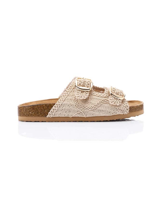 DejaVu Lace Breeze Buckle Slipper - Beige  - Image 1