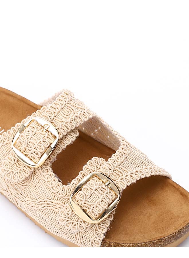 DejaVu Lace Breeze Buckle Slipper - Beige  - Image 4