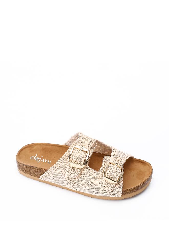 DejaVu Lace Breeze Buckle Slipper - Beige  - Image 5