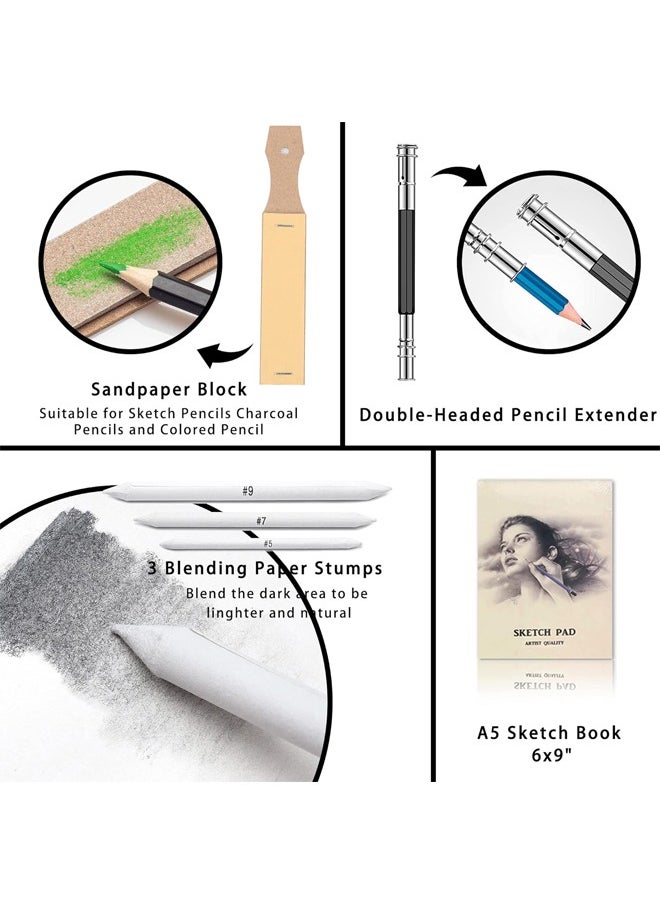 KALOUR - KALOUR 144 Pack Drawing Sketching Coloring Set,Include 120 Professional Soft Core Colored Pencils,Sketch & Charcoal Pencils,Sketchbook,Art Drawing Supplies for Artists Adults Beginner - Image 1