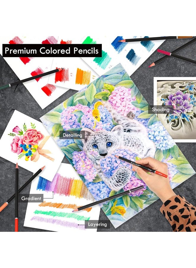 KALOUR KALOUR 144 Pack Drawing Sketching Coloring Set,Include 120 Professional Soft Core Colored Pencils,Sketch & Charcoal Pencils,Sketchbook,Art Drawing Supplies for Artists Adults Beginner  - Image 5