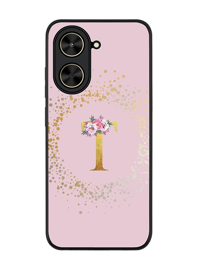 Stylizedd For Xiaomi Poco C71 / Redmi A5 4G Case,Slim fit Camera Protection, Shockproof Thin Phone cover  - Custom Monogram Floral - T  (Pink )