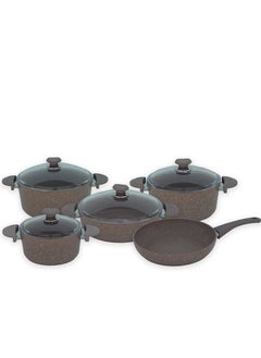 OMS OMS 9 PCS GRANITE CASSEROLE SET- 3002 BROWN- MADE IN TURKEY  - Image 1