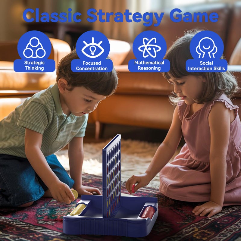 Pup Go 4 in a Row Board Games for Kids Ages 3+, Early Idea for Boys Girls Teens, Connect & Win Four in a Line, Portable 2-Player Strategy Games,Foldable Design with 6 Spare Discs (Blue) - Image 3
