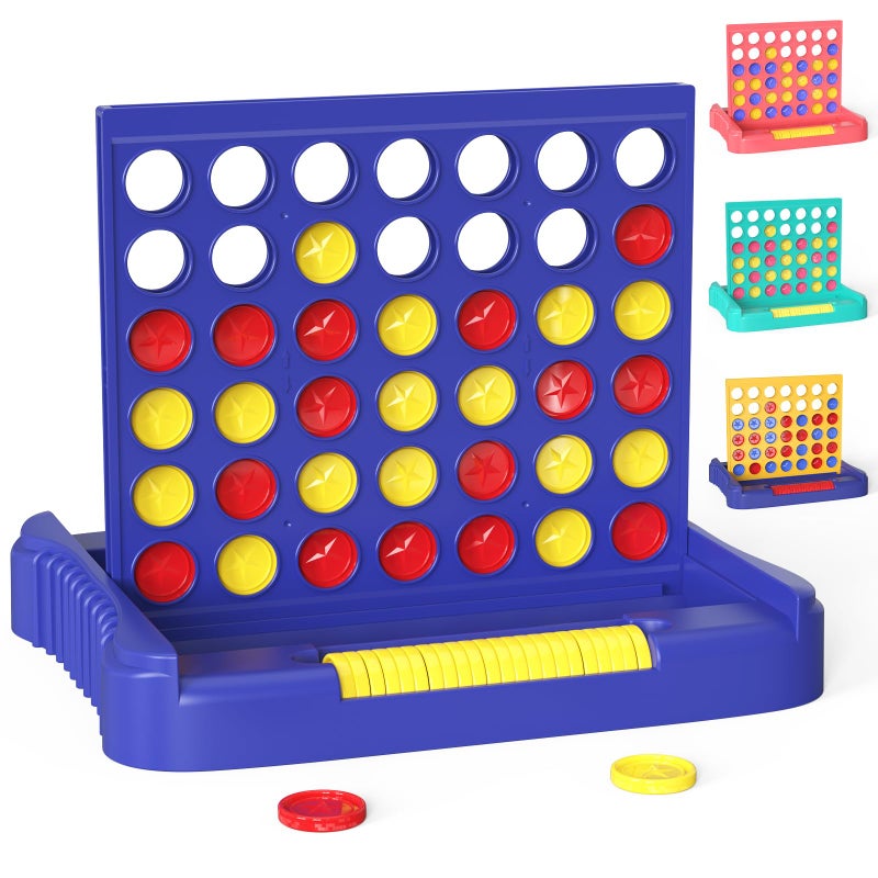 Pup Go 4 in a Row Board Games for Kids Ages 3+, Early Idea for Boys Girls Teens, Connect & Win Four in a Line, Portable 2-Player Strategy Games,Foldable Design with 6 Spare Discs (Blue) - Image 1