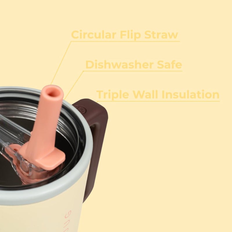 HydroJug هيدروجوج ترافيلر - كوب حديث سعة 40 أونصة مع مقبض وقشة قابلة للطي - مناسب لحامل أكواب السيارة، زجاجة ماء مقاومة للتسرب - قابلة لإعادة الاستخدام مصنوعة من الفولاذ المقاوم للصدأ وقاعدة مطاطية - هدايا للنساء والرجال - Image 3