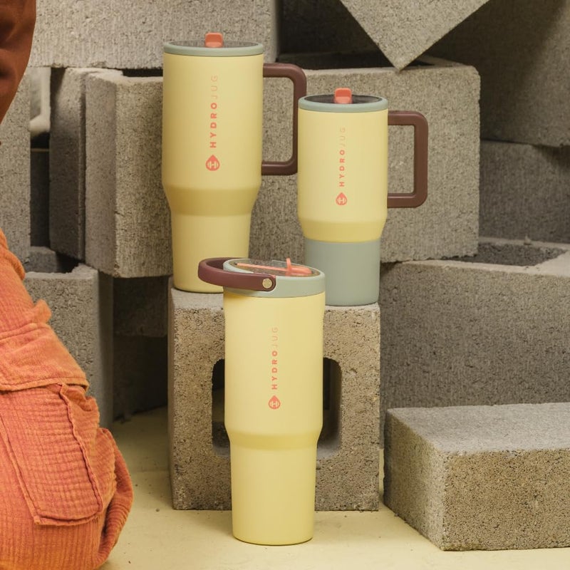 HydroJug هيدروجوج ترافيلر - كوب حديث سعة 40 أونصة مع مقبض وقشة قابلة للطي - مناسب لحامل أكواب السيارة، زجاجة ماء مقاومة للتسرب - قابلة لإعادة الاستخدام مصنوعة من الفولاذ المقاوم للصدأ وقاعدة مطاطية - هدايا للنساء والرجال - Image 5