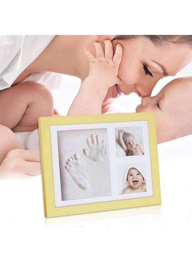 BABIES BLOOM Baby Handprint And Footprint Keepsake Frame For Newborn With Safe Acrylic Glass (Yellow Frame White Clay)  - Image 3