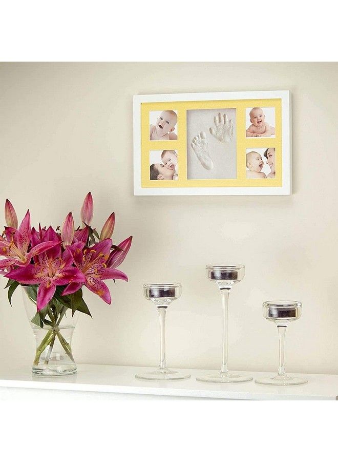 BABIES BLOOM Baby Handprint And Footprint Keepsake Frame For Newborn With Safe Acrylic Glass (Yellow Frame White Clay)  - Image 4