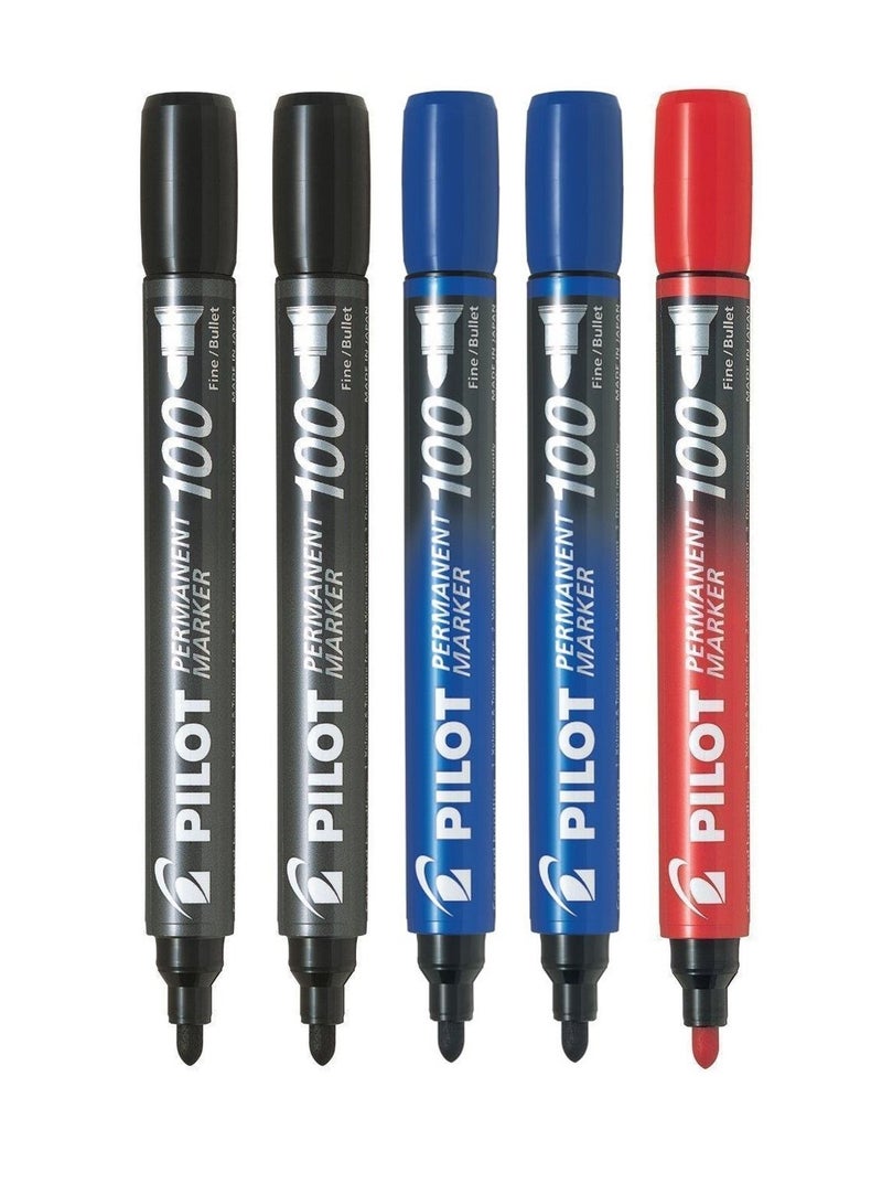 PILOT 5-Piece Bullet Tip Permanent Marker Multicolour - Image 1