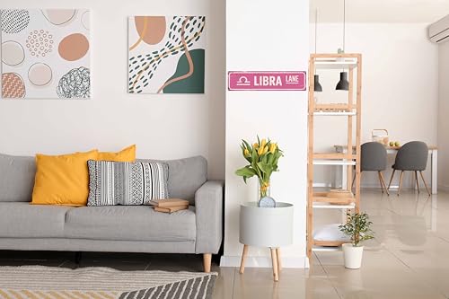 AWISZZZ Libra Lane Funny Rustic Astrology Lovers Constellation Pink Wall Metal Tin Signs Decor 4x16 in - Image 4