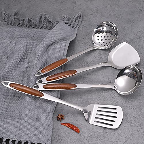 Primetan Stainless Steel Skimmer Slotted SpoonCooking Utensils with Heat Resistant Wooden Handle - Image 5