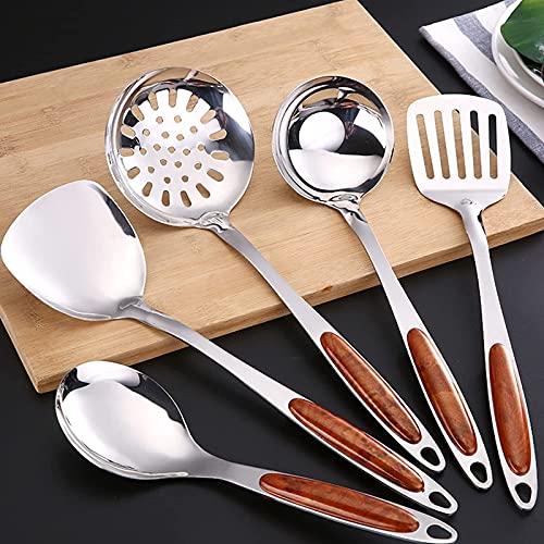 Primetan Stainless Steel Skimmer Slotted SpoonCooking Utensils with Heat Resistant Wooden Handle - Image 2