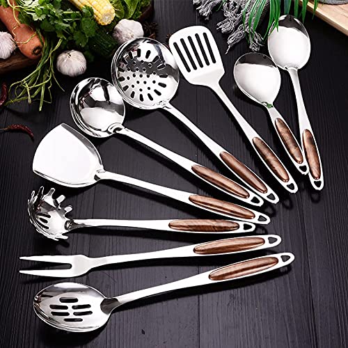 Primetan Stainless Steel Skimmer Slotted SpoonCooking Utensils with Heat Resistant Wooden Handle - Image 3