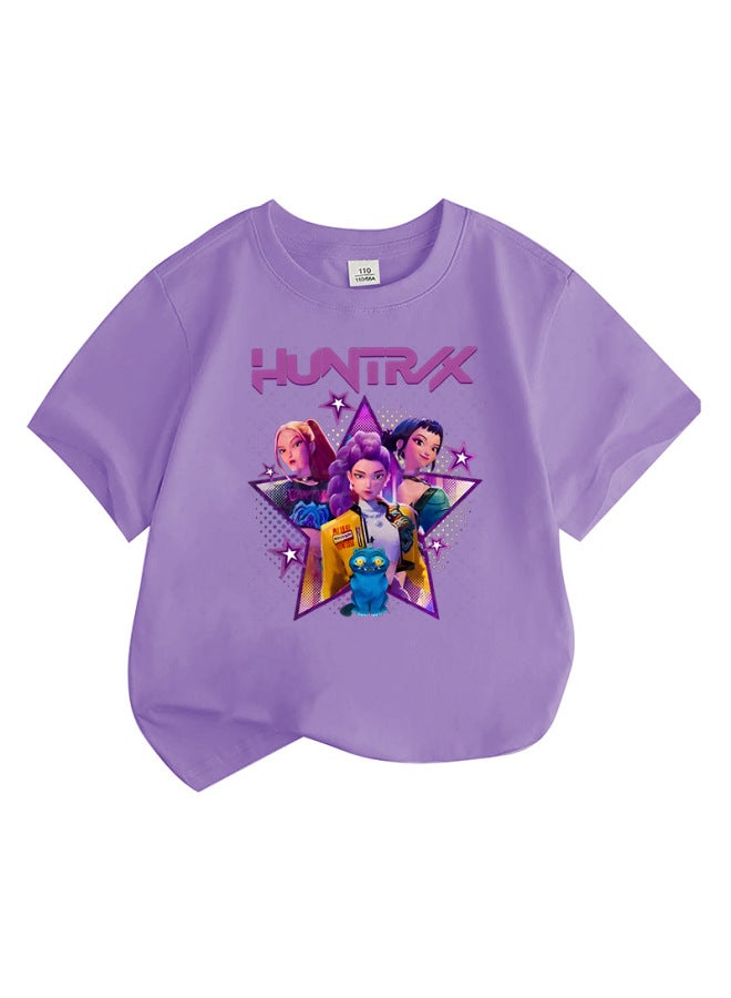 Best Seller Kpop Anime Cartoon Print Fashion Kids Short Sleeve T-shirt Loose Casual Top - Image 3
