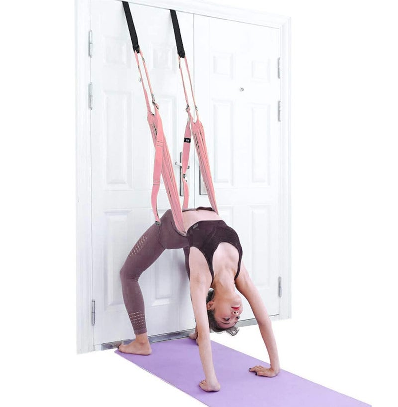 Xemz Yoga Fitness Stretching Strap, Adjustable Leg Stretcher Back Bend Assist Trainer, Improve Leg Waist Back Flexibility Home Gym Equipment for Rehab Pilates Ballet Cheerleading Splits Gymnastics (pink) - Image 1