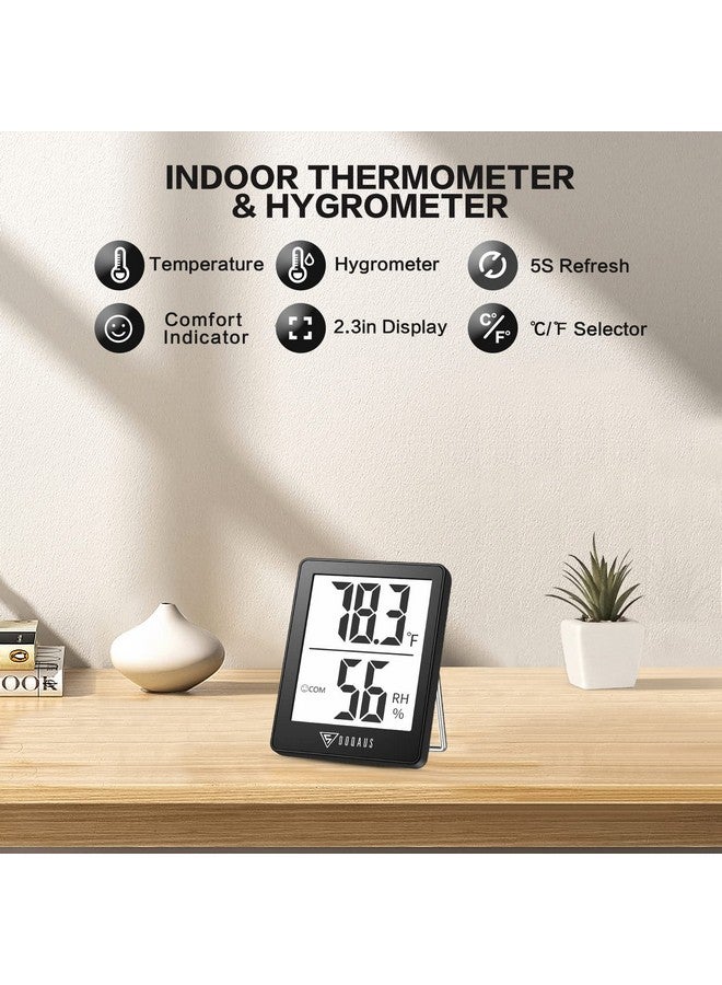 DOQAUS Digital Hygrometer Indoor Thermometer 3 Pack, Room Thermometer With 5S Fast Refresh, Accurate Humidity Meter Temperature Sensor For Home, Bedroom, Baby Room, Office, Greenhouse, Cellar (Black) - Image 2