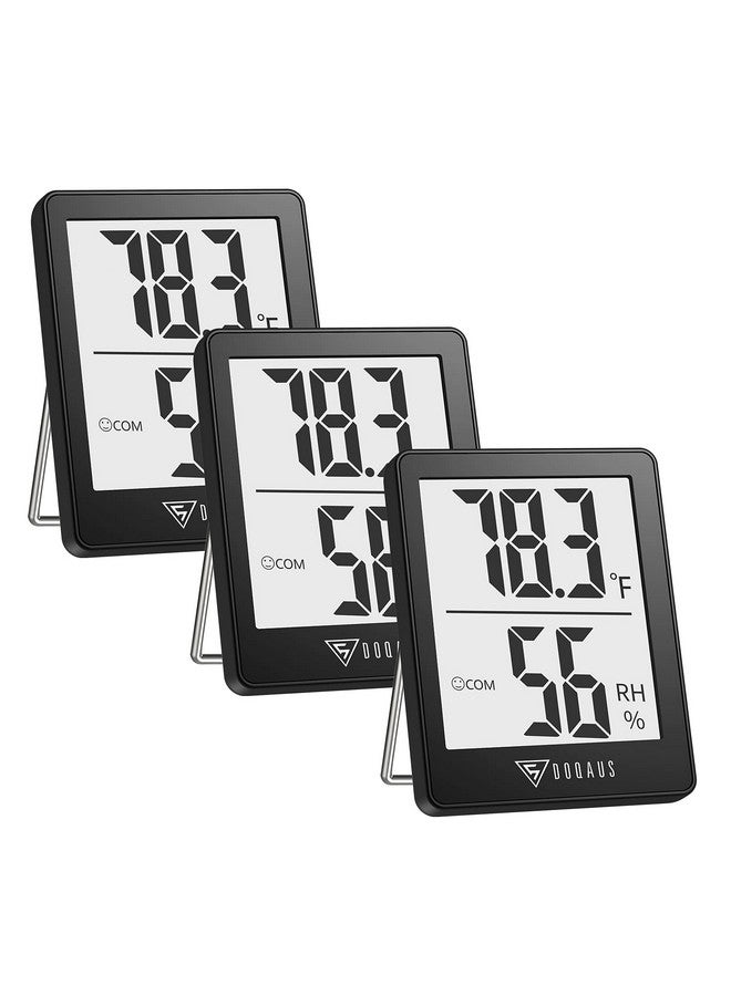 DOQAUS Digital Hygrometer Indoor Thermometer 3 Pack, Room Thermometer With 5S Fast Refresh, Accurate Humidity Meter Temperature Sensor For Home, Bedroom, Baby Room, Office, Greenhouse, Cellar (Black) - Image 1