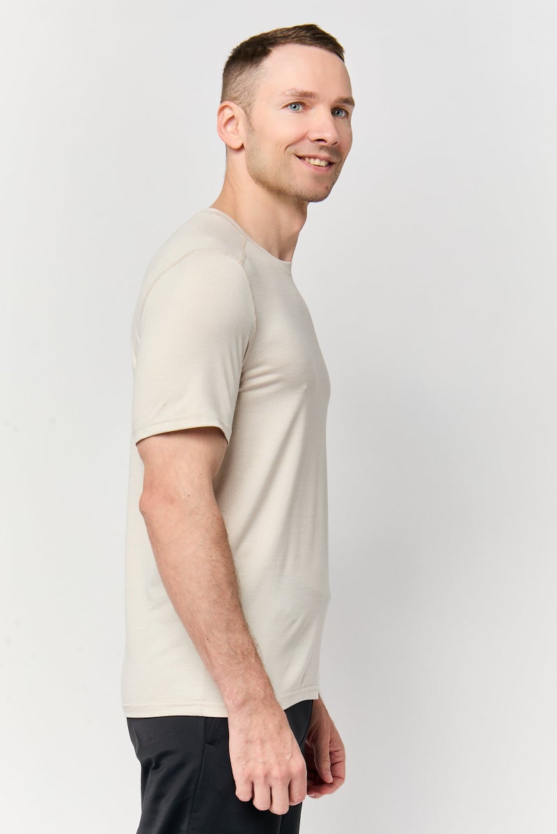 MOTION Men Sportswear Fit Short Sleeve Outdoor T-Shirt, Beige - Image 3