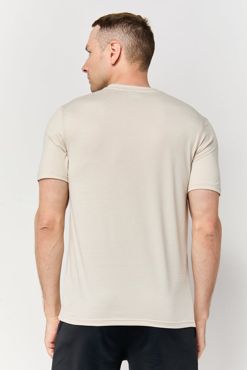 MOTION Men Sportswear Fit Short Sleeve Outdoor T-Shirt, Beige - Image 4
